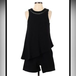 Elevenses Layered Ruffled Romper in Black Size Small